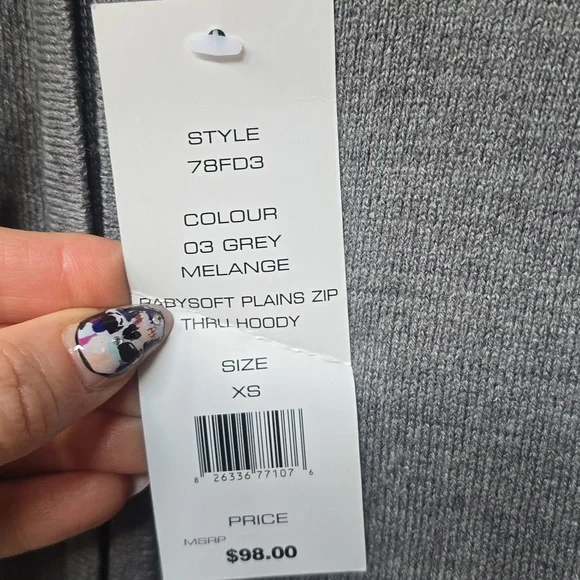 French Connection Gray Milange Baby Soft Plains Zip Through Hoodie Xs NWT New